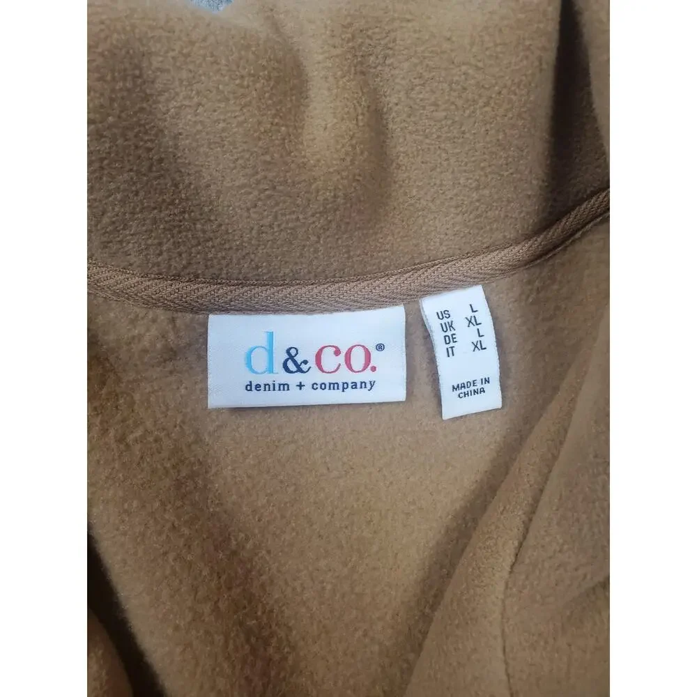 Women's Denim & Co Size Large Tan Full Zip Fleece Jacket - Picture 4 of 8